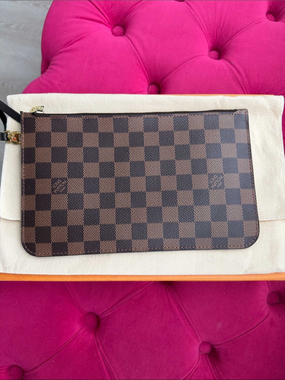 Louis Vuitton Brown Checkered Wristlet